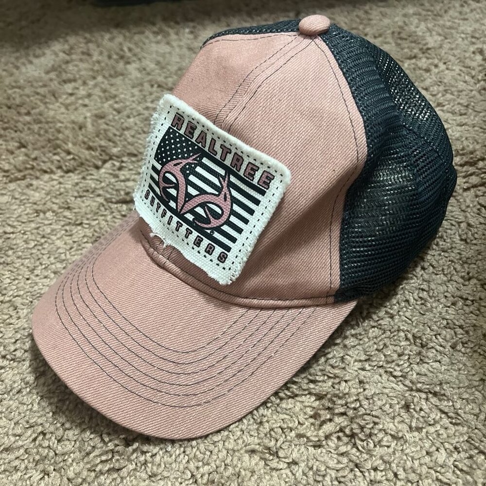 RealTree Pink Denim USA Patch Women’s Trucker Hat‎